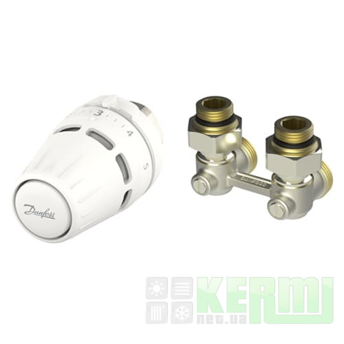 Комплект для радиатора угловой Regus (M30x1.5) + RLV-KB 1/2"Х3/4", Danfoss