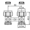 Размеры Узел нижнего подключение для радиаторов,  Oventrop Multiflex F (ZB) прямой 1015813