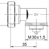 Размеры в мм 1011450 Адаптер угловой Oventrop для термостата М30Х1,5 белый 